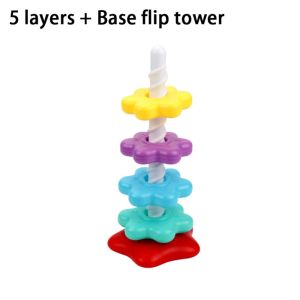 IFFINE Montessori Tháp xoay cầu vồng Tháp Nhẫn Đồ chơi giáo dục sớm Jenga xoay Thời trang Đồ chơi xếp chồng quay tròn Trẻ em phát triển kỹ năng vận động