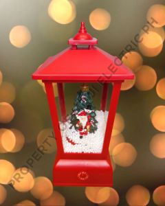 Christmas Decor - Snow Lantern with Santa with Christmas Tree [ Table Top Christmas Snow Lantern with Santa] Battery Operated
