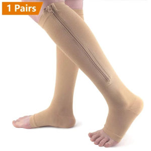 Zipper Compression Socks for Men with Varicose Veins Diabetes Sports Socks for Running Cycling Womens Long Stockings