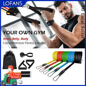 🇸🇬 Fast Delivery Gym 11pcs/Set Exercise Resistance Bands Yoga Fitness Home elastic band Gym Kit Pull Rope gym equipment gifts Christmas present