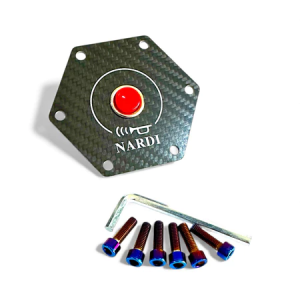 Horn Button Racing Logo Nardi Motif Carbon dan Burn Blue Tombol Klakson Stir Racing Mobil Universal