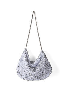 Korean-style niche design retro silver sequin sparkling fashionable crossbody bag versatile chain shoulder bag