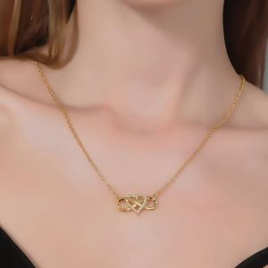 JJT Elegant Infinity Heart Necklace with Sparkling Crystal Pendant Fashionable Womens Jewelry for Everyday Wear