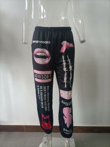 Autumn and Winter   European and American Style Womens Fashion Hot Items 2025 New Printed Fashion Elastic Waist Sports Casual Harem Pants for Women