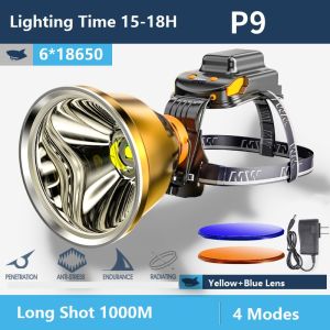 SmilingShark Đèn Pha K199 Đèn Pha Led P90 Ánh Sáng Mạnh Màu Vàng Xanh Trắng Ánh Sáng Mạnh XHP70 Cảm Ứng Chống Nước IPX4 Sạc Lại Được Ngoài Trời Câu Cá Ban Đêm Đi Bộ Đường Dài Cắm Trại Chèo Thuyền Đa Chức Năng Cúp Điện Khẩn Cấp Sinh Tồn