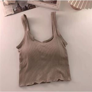 2023 Summer Plain Sando Cropped Top Padded Sleeveless Camisole Top