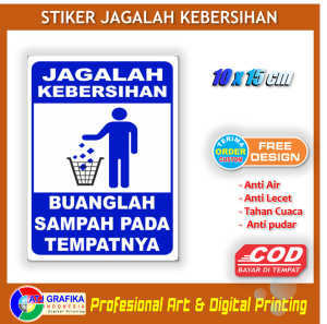 Stiker jagalah kebersihan kotak dilarang buang sampah sembarangn sticker kebersihan lingkungan