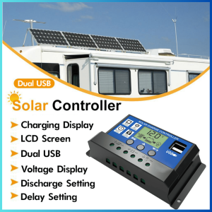 COD Taffware Solar Charger Controller Tenaga surya Power Bank Regulator LCD Dual USB 10A 12V 24V  W88 A
