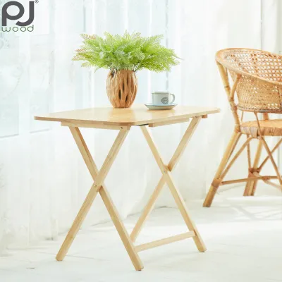PJ wood โต๊ะไม้พับได้ โต๊ะทำงานมินิมอล โต๊ะวางของอเนกประสงค์ Large Foldable Rubberwood Tray Table