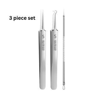 Ultra-fine No.5 Cell Pimples Blackhead Clip Tweezers Beauty Salon Special Scraping Closing Artifact Acne Needle 3pc set