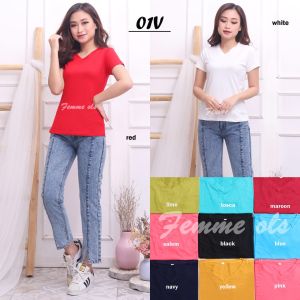 Femme Ols Kaos 01 V Neck Spandek Rayon Premium Wanita