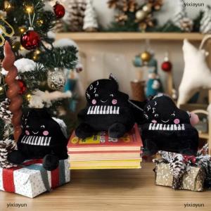 [COD] yixiayun 1 2 PCS Cute Funny Black Blush Piano Plush Doll Toys Keychain Pendant Bag Charms Backpack Hanging Ornaments Girly Keyring Gifts