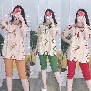 [HCM]ĐỒ BỘ COTON LỬNG PHỐI CHỮ ÁO (HÌNH THẬT KÈM VIDEO) CÓ SIZE 40-75KG - CT30