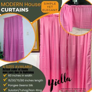 PARES PARES na Kulay ng Kurtina Plain Baby Pink Non Ring Curtain House & School Decoration - Door Window Shelves Board Divider Barrier even in Vehicles can use to cover from sunlight (from small size curtain to big sizes)