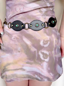 Thẩm Mỹ Bohemian vành đai hình bầu dục vành đai đĩa cho quần âu Turquoise Dây thắt lưng phụ nữ thắt lưng miền Tây ảnh cổ điển eo decors