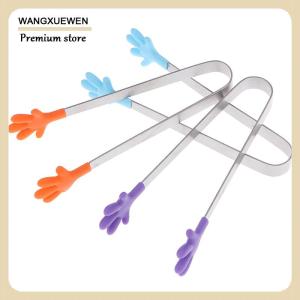 [COD] Silicone Stainless Steel Cooking Kitchen Ice Tong Food BBQ Salad Hand Clip