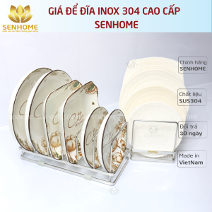 Giá để đĩa inox 304 cao cấp Senhome SH-GD30 kệ xếp đĩa vung thớt đa năng