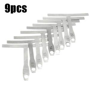 9pcs/Set Alat Pengukur Gauges Radius Senar Gitar Bas T Shape