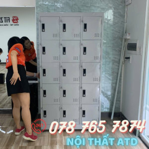 Tủ locker 15 ngăn để đồ nhân viên an toàn có khoá.