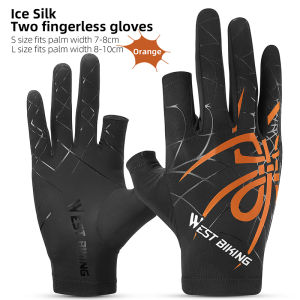 WEST BIKING Cycling Bike Gloves Summer Ice Silk Two Fingerless Gloves Breathable Sweat Absorption Gym Gloves Anti-UV Comfortable Outdoor Sports Gloves