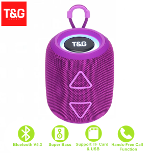 T&G Tg655 TWS Splashproof Portable Wireless Mini Bluetooth Speaker With Colorful LED Light