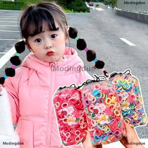 [COD] Modingdue 100PCS Colorful Basic Nylon Ealstic Hair Band Kids Girls Ponytail Holder Ties Scrunchie Mini Headwear Rubber Bands Hair Rope