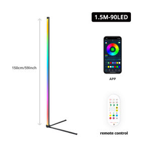 RGB Corner Led Bluetooth Floor Lamp Color Changing Mood Lighting Dimmable LED Modern Floor Lamp Remote Standing Lamp for Bedroom