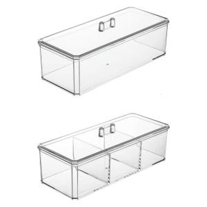 Bộ 2 rõ ràng trang điểm ngăn kéo lưu trữ thuận tiện nhựa mỹ phẩm tổ chức ngăn kéo cho phòng tắm và vanities lưu trữ