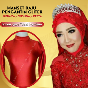 Grosir Baju Dalaman Pengantin Glitter Kilat Tebal Halus Adem Import Premium Mewah Bahan Elastis Stretch Wanita Lengan Panjang Kualitas Butik Terbaru