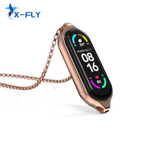 Necklace for Mi Band 6 Strap for Mi Smart Bend 5 Bracelet Pendant for Xiaomi Miband Metal Wristband Hanging Neck Decoration