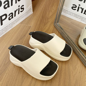 [Free Shipping] Thick-Soled WomenS Slippers For Outdoor Wear New Summer Korean Style Height-Increasing Slip-On Casual High-Heeled Slippers