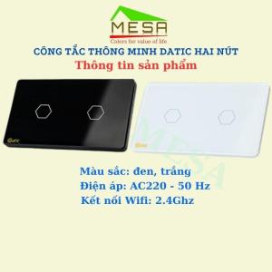 Công Tắc Thông Minh Hunonic Datic Loại 2 Nút Dùng Wifi Điều Khiển Mọi Loại Đèn Từ Xa Qua Điện Thoại