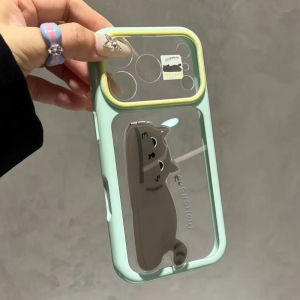 Cute Tiger Puppy Duck Cat Foldable Bracket Phone Case Clear Acrylic Hard Back Soft TPU Frame Anti Drop Hands Free Watching Reading Cover For iPhone 17 16 15 14 13 12 11 Pro Max