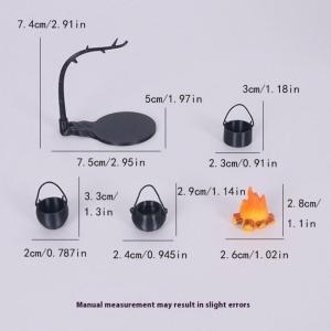 【Clementty】 4PCS Outdoor Camping Micro Landscape Decoration Doll House Mini Hanging Stove And Fire Pile Scene Accessory