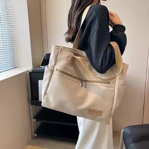 AE Korean-style canvas tote bag new versatile high-end commuter bag college student class bag shoulder bag for women