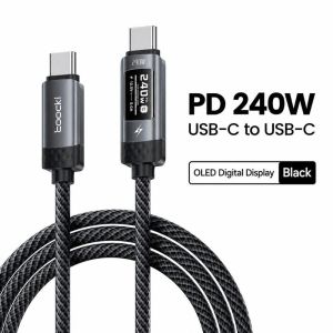 LONGB Type C sang USB C Cáp sạc USB C PD 3.1 240W Dây sạc nhanh Thông minh Hiển thị thông tin theo thời gian thực Cáp Màn Hình Kỹ Thuật Số Cho MacBook Dành Cho Máy Tính Xách Tay Dành Cho Điện Thoại Di Động Sử dụng khi đi du lịch