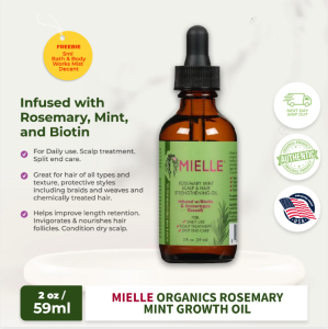 【Tax -free】Mielle Organics Rosemary Mint Growth Oil 2 oz / Hair Masque 12 oz/Leave-In Conditioner 12 oz【Beauty Babe】