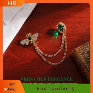 HB Vintage Bee Brooch with Tassel Chain for Women Lapel Pin Badge for Office Dress Up Occasions