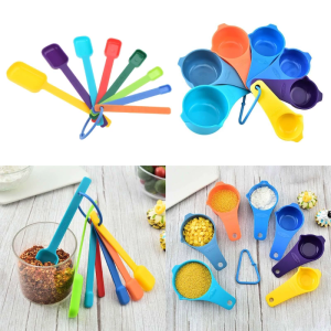 7Pieces Plastic Measuring Cups Measuring Spoons Set Kitchen Measuring Tool Suitable for Baking and Cooking