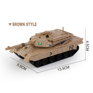 Remote Control Battle Tank with Red Lights and Tracks in Beige and Gray