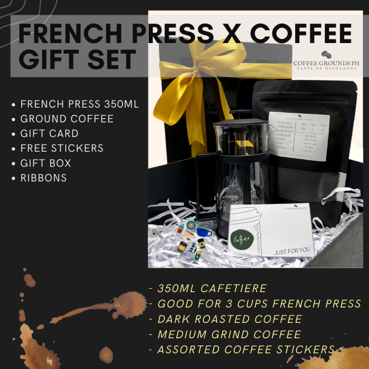 Coffee Grounds PH French Press Gift Set Medium Ground Coffee