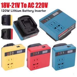 MIRELAE 1Pcs Multifunctional Battery Inverter Dual Plug 18V 20V To 220V Smart Transformer Durable Household Outdoor Work Inverter For Makita For Dewalt For Milwaukee 18V Battery