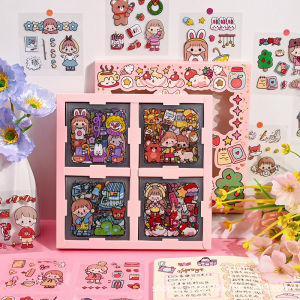 【Local shop】Kawaii Stickers DIY Girl Sticker 100pcs Cute Set Gift Box No Repeating PET Waterproof Stickers for Cup Notebook Journal Sticker 100张手帐卡通贴纸套装生日礼物