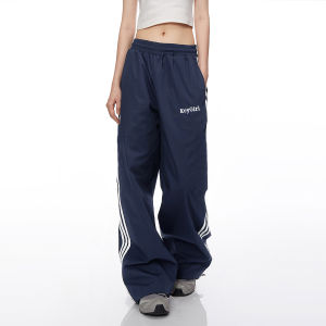 Loose Pants Celana Jeans Panjang Wanita Biru tua Celana Straight Jeans Wanita Baggy Jeans OOTD