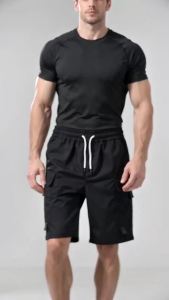 MenS Ripstop Cargo Shorts Loose Fit Elastic Drawstring Waist Knee Length Casual Shorts For Daily Travel Outdoor Hiking Work