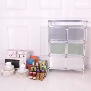 Simple Bowl Cabinet Kitchen Cabinet Side Cabinet Aluminum Alloy Tea Cabinet Storage Cabinet Storage Cabinet Assembly Multi-Functional Gas Stove Table Cabinet Small Plastic Storage Rack Small Wine Cabinet Economical