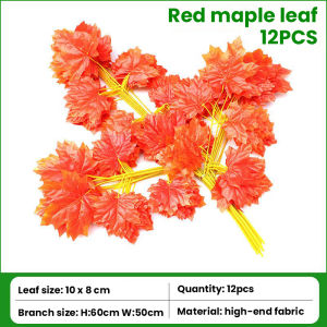 Set of 12 artificial red maple or ginkgo leaves for elegant indoor decor suitable for gardens parties weddings and festive occasions