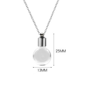 CANICE Ashes Holder Glass Bottle Necklace with Chain Transparent Glass Wishing Bottle Portable DIY Perfume Vial Pendant