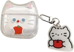 Headphone Cases for Airpods 4 Cute TPU Cover Fashion Kitten Puppy Apple Pattern Style Compatible with Airpods 4th for Generation Girls Boys Women Men (Kitten)