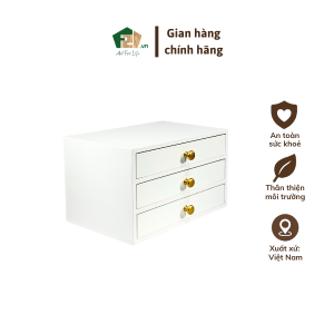 Hộp trang sức chữ nhật 3 tầng sơn mài trắng - F21 đẹp trong từng chi tiết tiện trong từng khoảnh khắc - 30x20 H18 cm